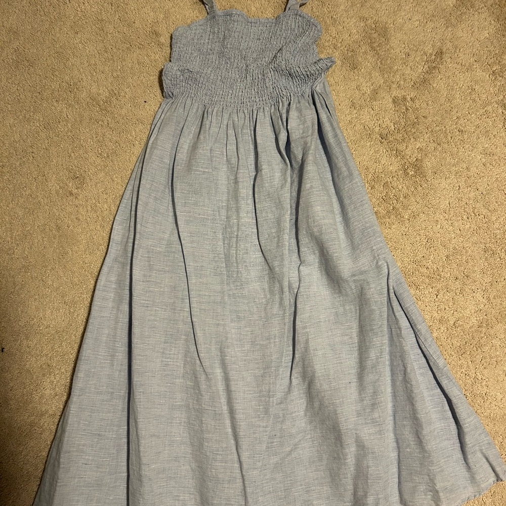J. Crew Light Blue Smocked Midi Sundress
